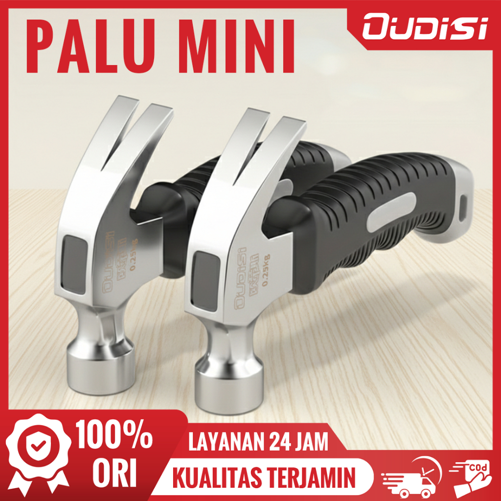 OUDISI Palu Mini Palu Cebol Palu Kambing Cebol Gagang Karet Claw Hammer
