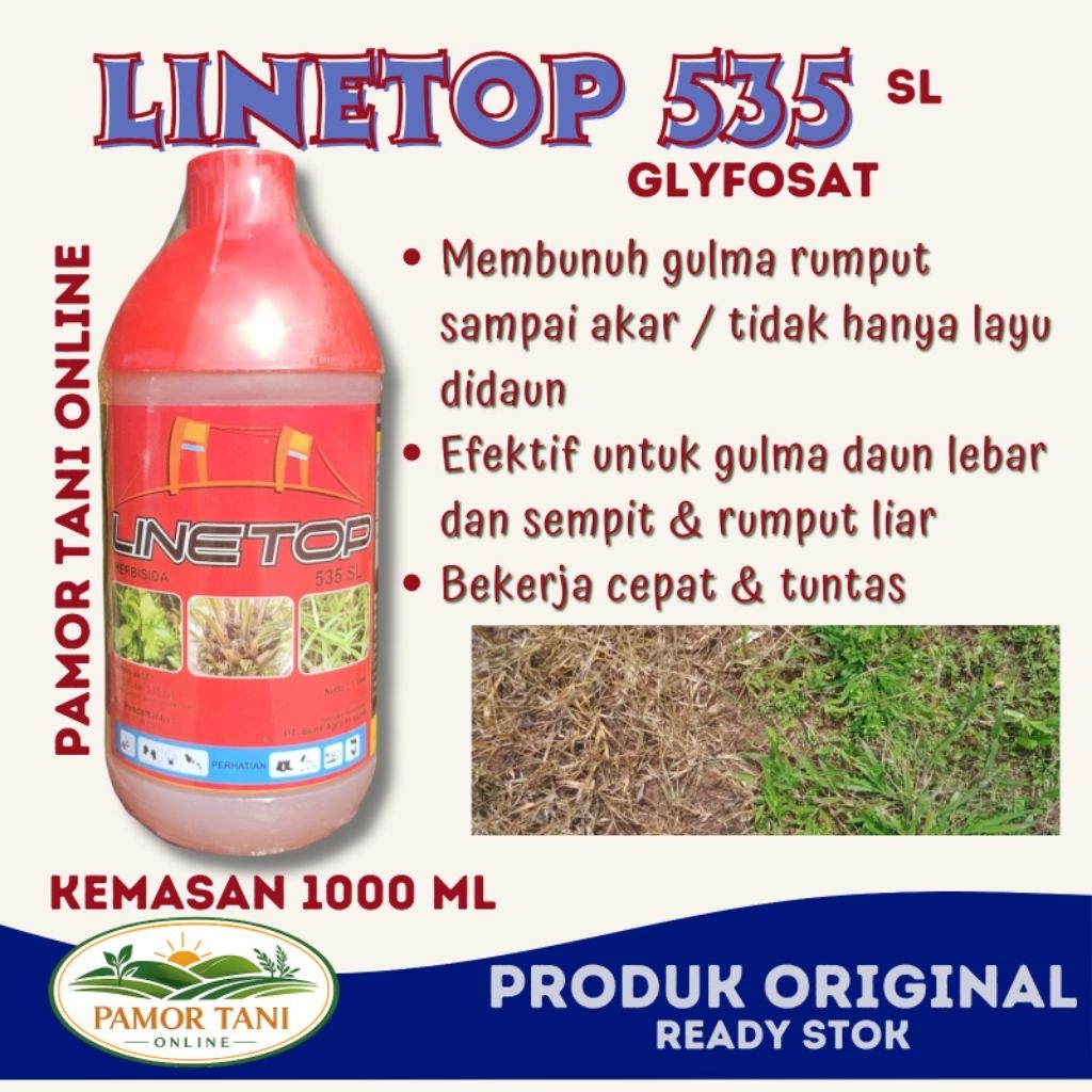 LINE TOP 535 SL Glyfosat  – 1 Liter Herbisida Sistemik Paling Efektif dan Ampuh, Gulma Mati Total sa