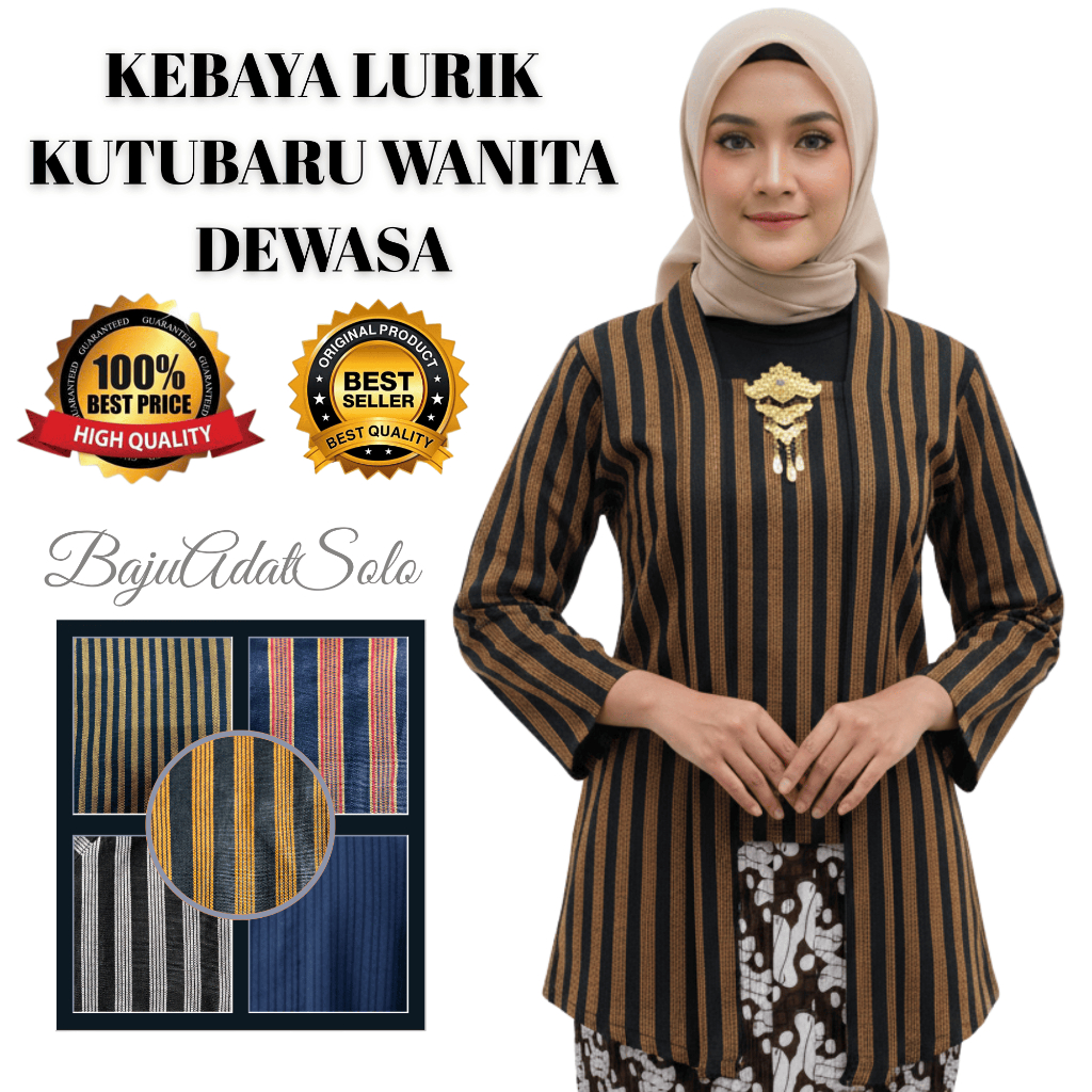 KEBAYA LURIK KUTUBARU LENGAN PANJANG WANITA DEWASA/BAJU ADAT JAWA LURIK