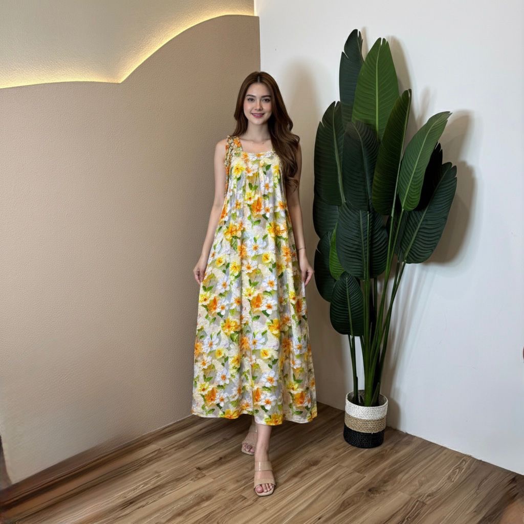 Aulia Dress Rayon Motif Premium Gaun Cantik Lembut Nyaman
