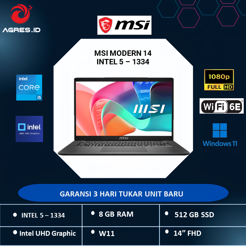MSI MODERN 14 I5 1334 8GB 512SSD W11
