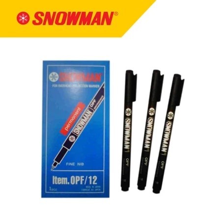Snowman OHP Permanent Marker Spidol Kecil Fine OPF   1PACK ( 12PCS )