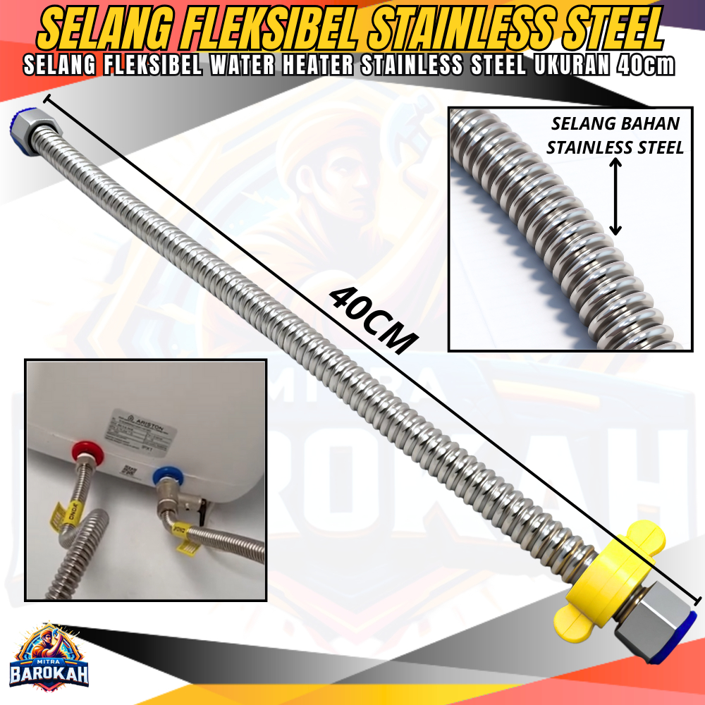 Fleksibel Selang Water Heater 40cm Stainless Steel / Selang Kamar Mandi Air Panas Stainless / Selang