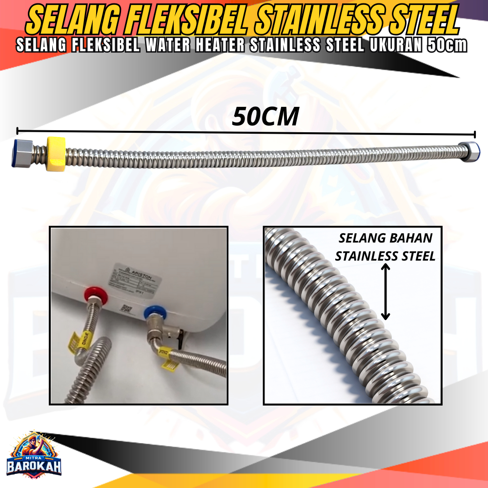 Fleksibel Selang Air Panas 50cm Stainless Steel / Selang Fleksibel Water Heater Kamar Mandi / Fleksi