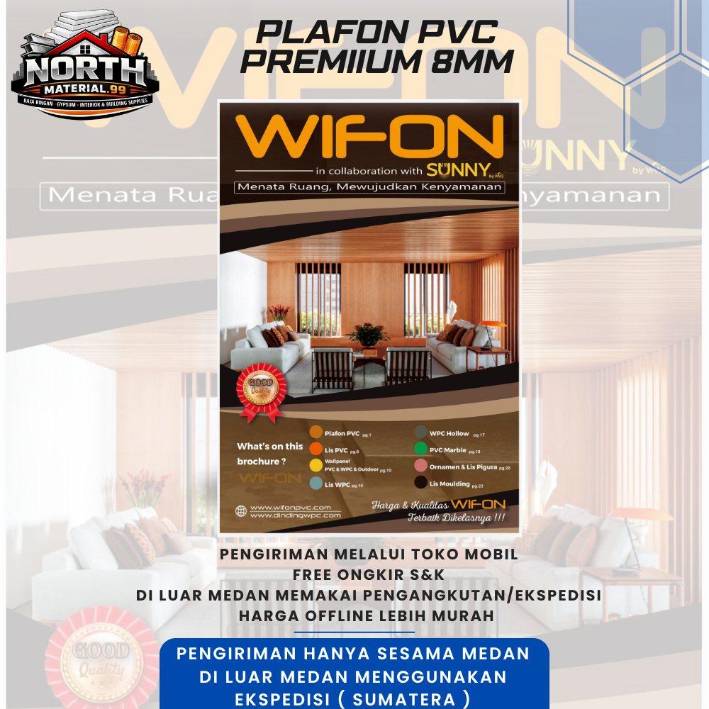 PLAFON PVC WIFON 8MM | PLAFON PVC LAMINATED DAN GLOSSY MERK WIFON