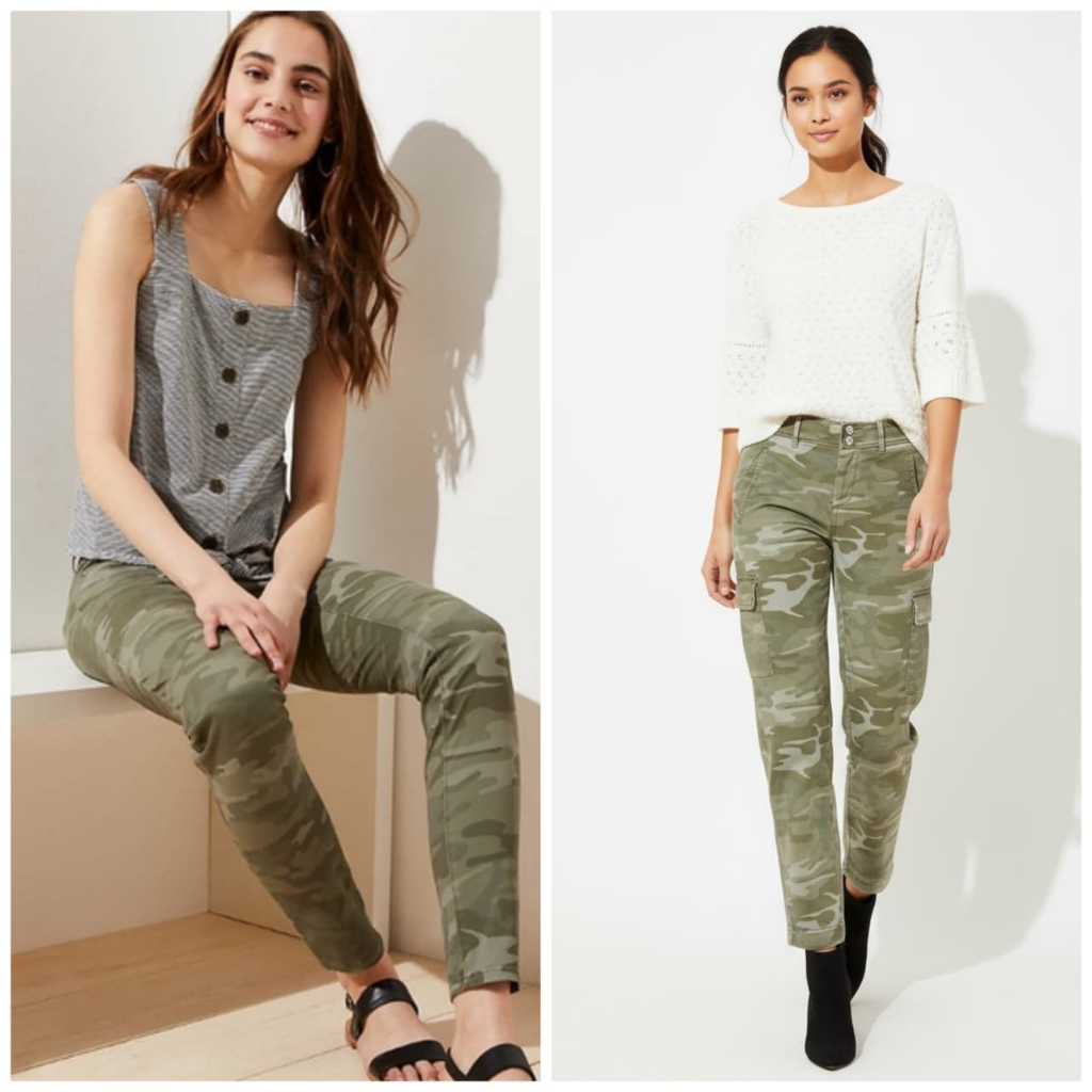 Celana LOFT Camouflauge Skinny and Straight Leg Pants