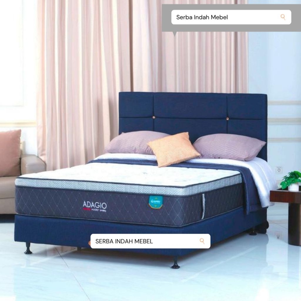 kasur spring bed guhdo pocket plushtop adagio plus plush top matras 90x200 120x200 160x200 180x200 q