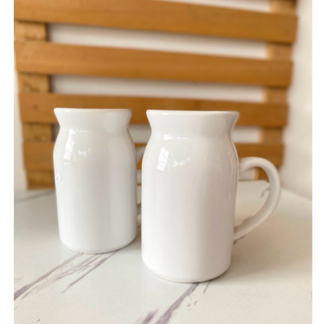 Mug Susu Farmhouse Putih Polos/Mug Keramik untuk Kopi Teh Susu/Tea Cup/ Gelas Minum Keramik