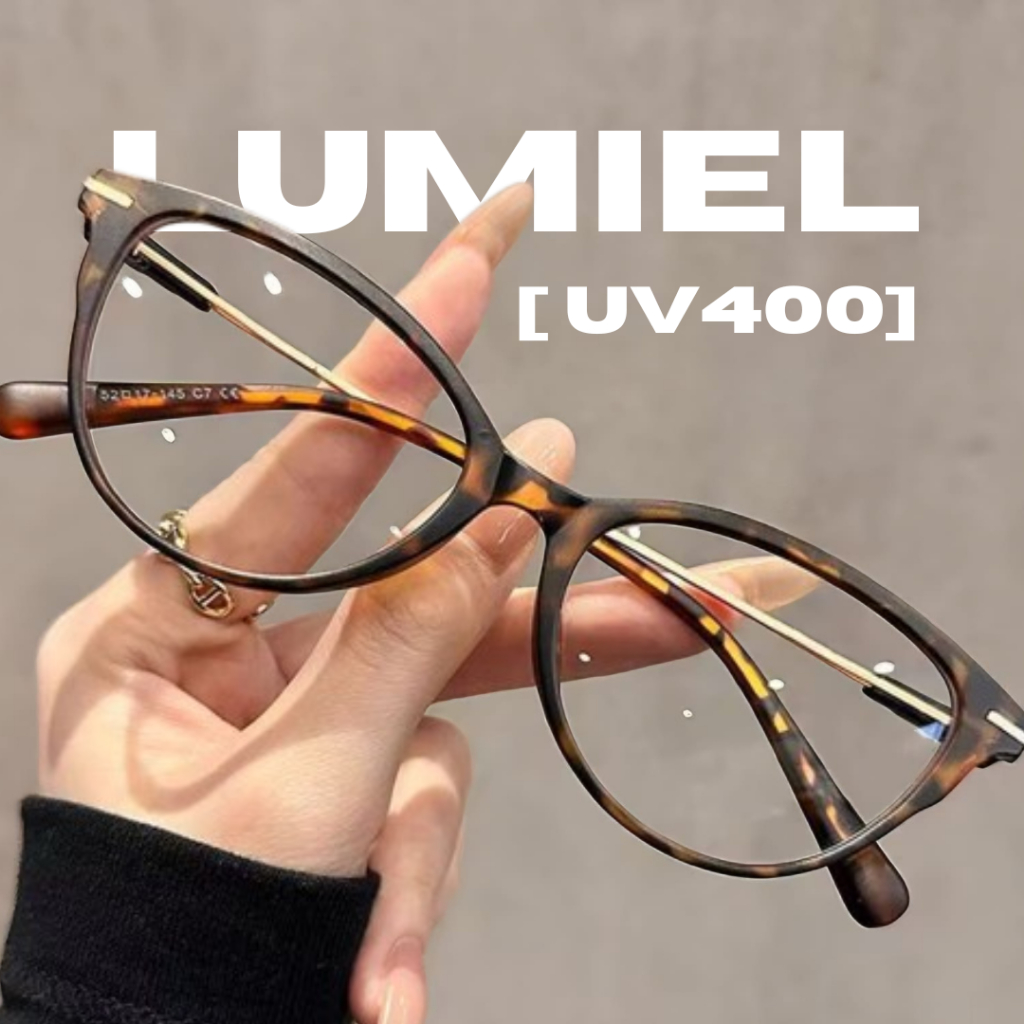LUMIEL Kacamata Baca Anti Radiasi Lensa Plus Double Bifokal Frame Modis Unisex Hitam Cokelat Kulit P