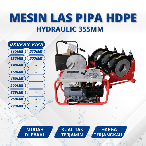 Mesin Las Pipa Hdpe Hydraulic 355mm - 110mm | Alat Las Pipa HDPE 14 Inch