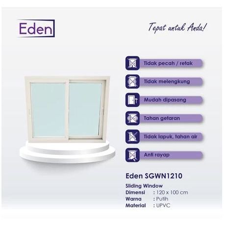 Jendela Upvc Eden UPVC slid Wd SGWN1210 120X100Cm / Eden UPVC Sliding Window SGWN 1210 (100x120 cm)