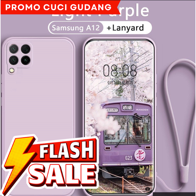 Case Samsung M12 A52S A52 A72 A32 4G 5G A12 Soft Case Tali Lanyard Liquid Doff Silikon Casing Handph