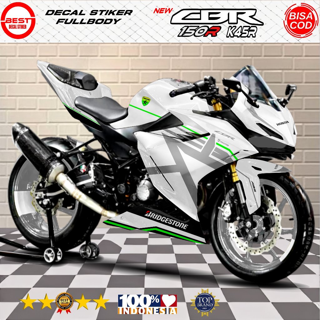 Stiker Decal CBR K45R Putih Fullbody Design Keren - Decal Sticker CBR 150R K45R 2021-2023 Elegan