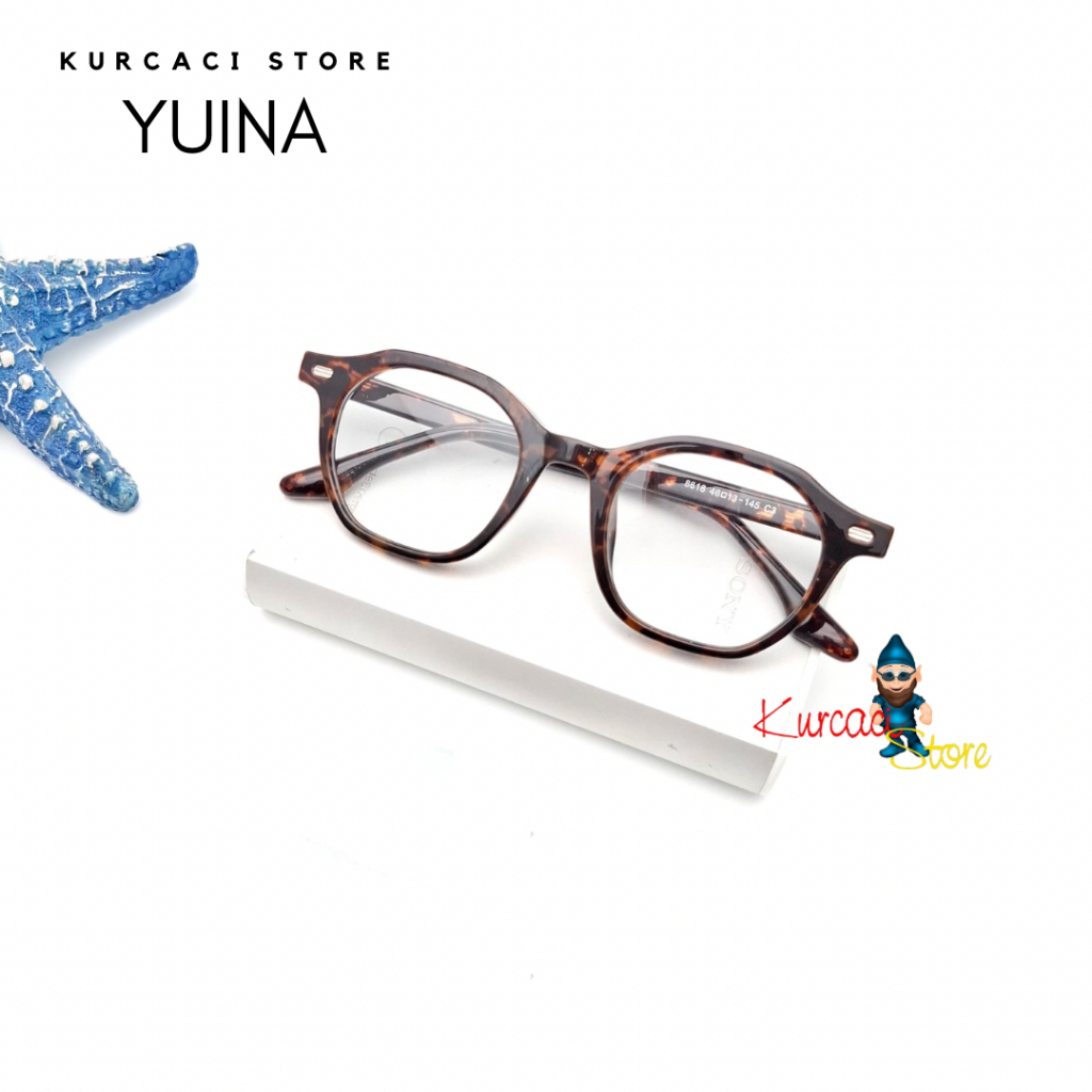 VJT, Kacamata Kotak Kecil Yuina Model Bold abisa Diganti Lensa Minus Antiradiasi Blueray