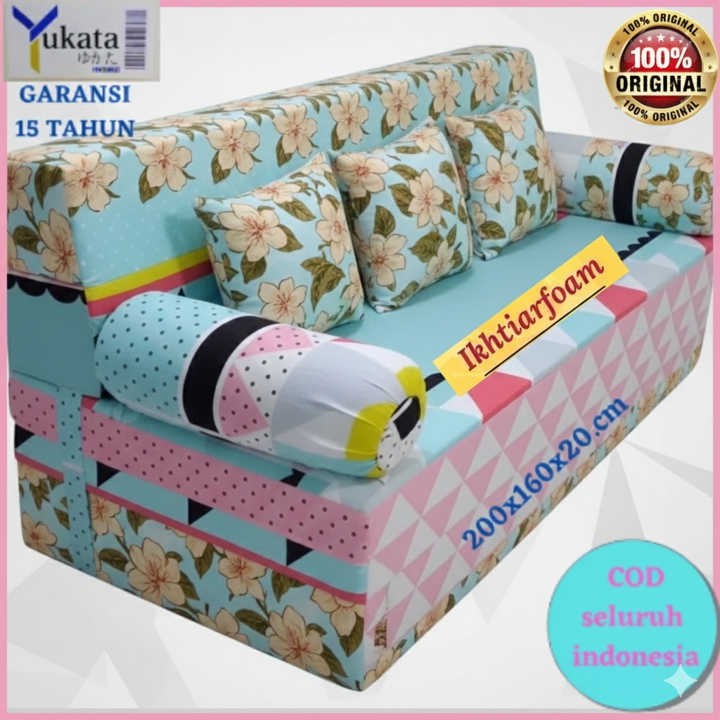 Tebal 20 - Sofa bed / Sofabed INOAC YUKATA D23 - No.2  Ukuran 200x160x20 - Garansi 15 tahun