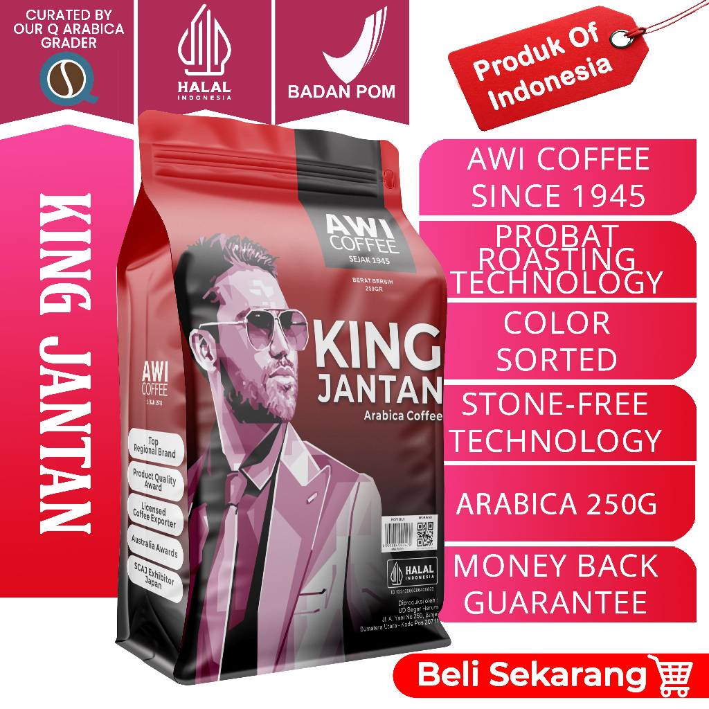 Best Seller Awi Coffee Kopi Lanang Arabica Peaberry | Kopi KING JANTAN | 250Gr |Arabica |Roasted