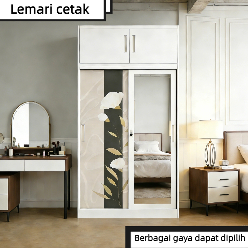 Lemari Pakaian Besi Sliding Cermin Jumbo AMAN BAYI, Anti Rayap & Bau - Free Formalin, Kuat & Awet