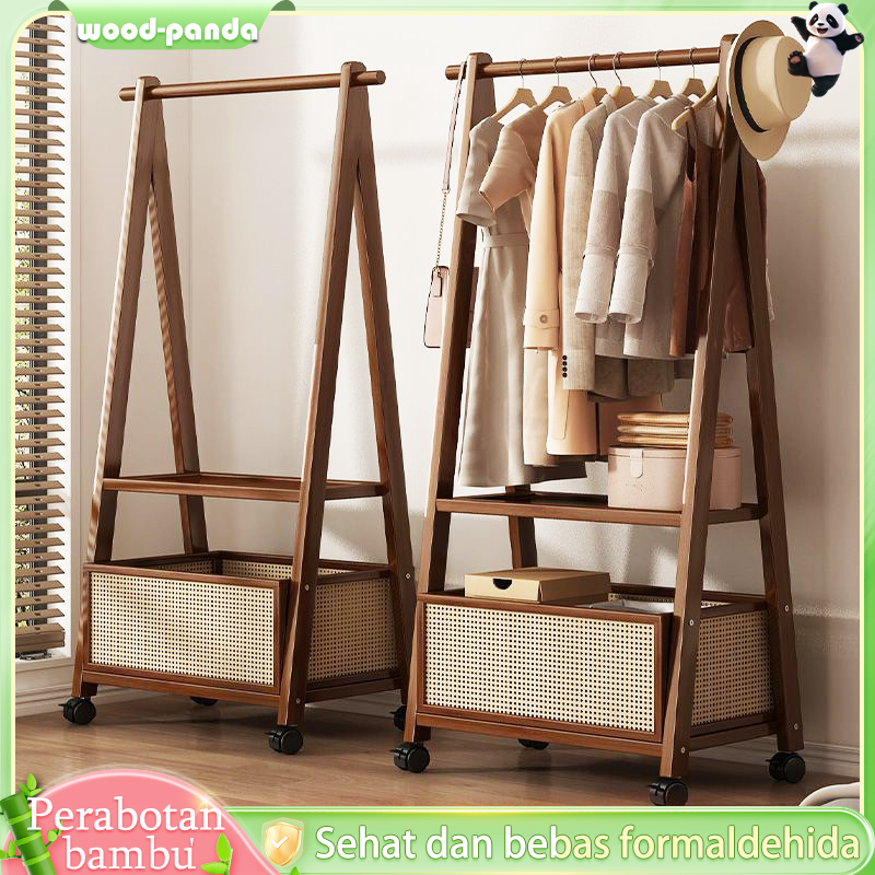 Rak Gantungan/Rak Gantungan Baju Berdiri/Stand Hanger Kayu/Berdiri Gantungan Baju