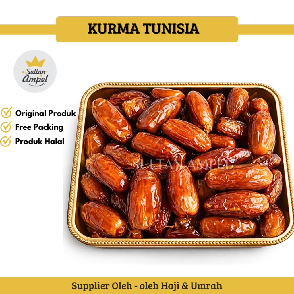 Kurma TUNISIA MADU BARARI Royal Palm 1KG Kaya Rasa & Nutrisi Untuk Infused Nabeez Suplemen Kesehatan