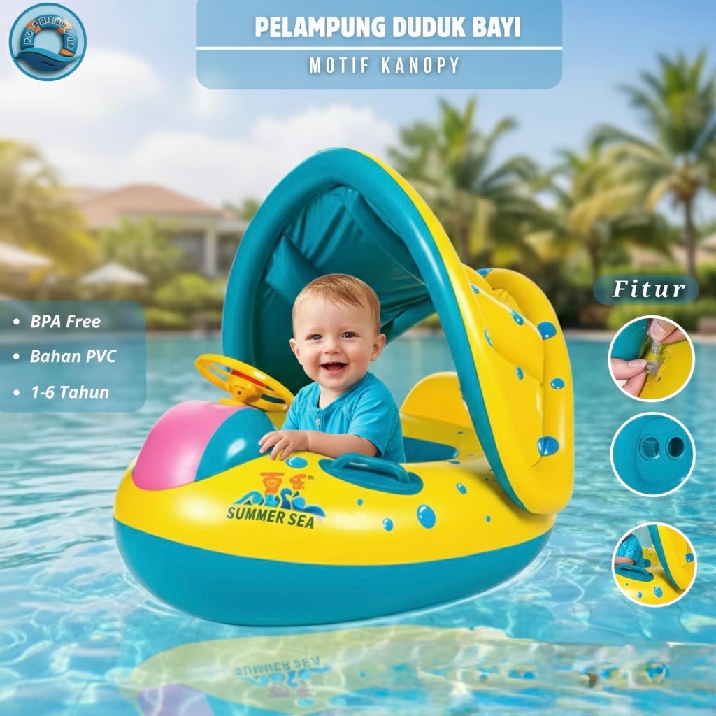 Pelampung Duduk Bayi Hingga Balita Ada Pengangan dan Setir