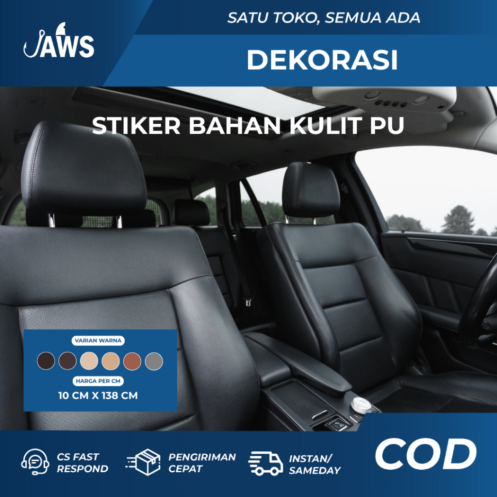 Kulit PU Tempel Per 10cm Untuk Sofa Jok Mobil Motor Anti Air Tahan Lama dan Tidak Mudah Pudar