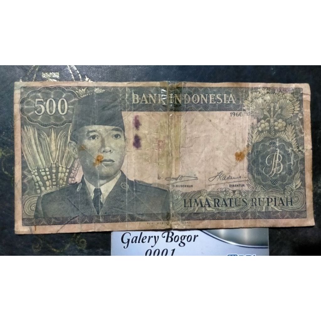 Langka uang 500 Sukarno 1960 wm Garuda jelek rusak isolasi