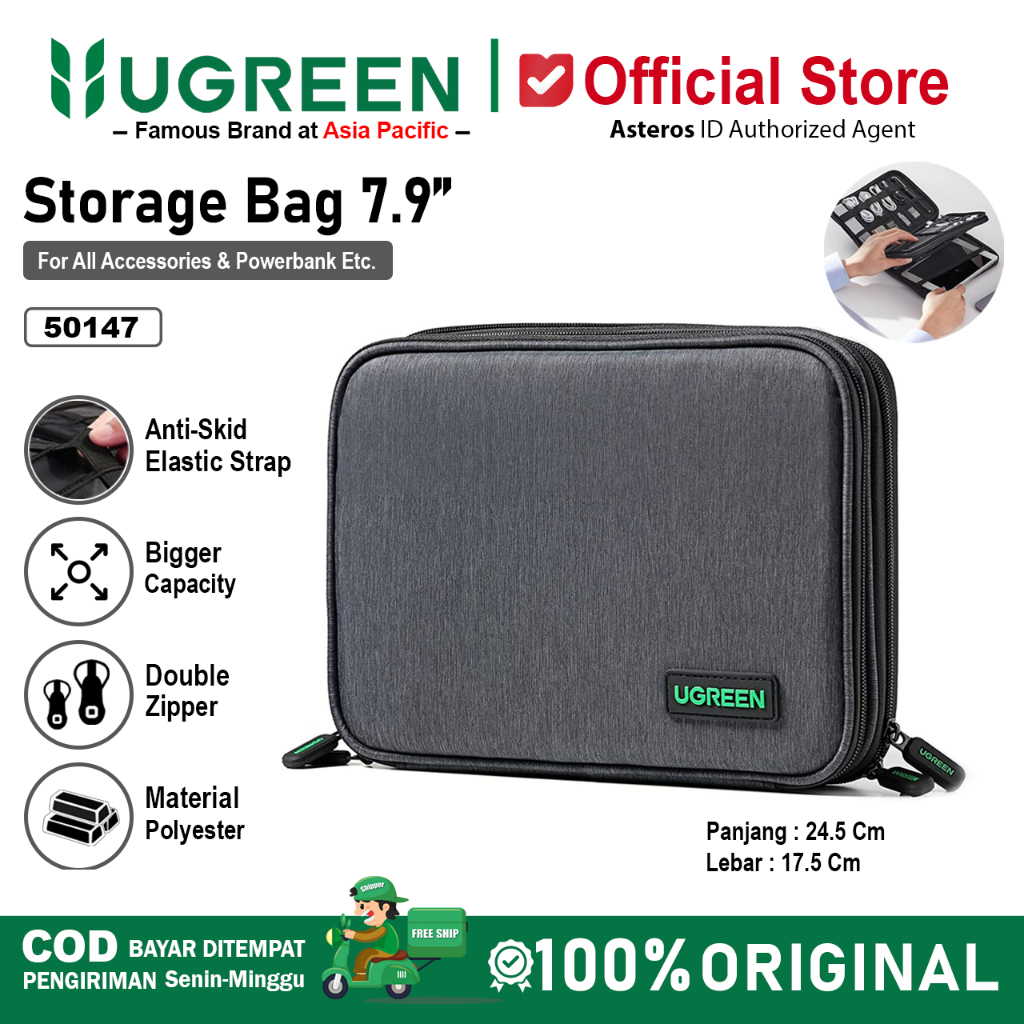UGREEN Travel Storage Bag Tas Penyimpanan Aksesoris, Power Bank, Kabel, Charger, Hp, iPad dll 50147