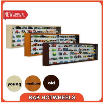 Rak Hotwheels Acrylic/Akrilik Isi 50, Landscape Wooden Vintage Premium Skala 1:64