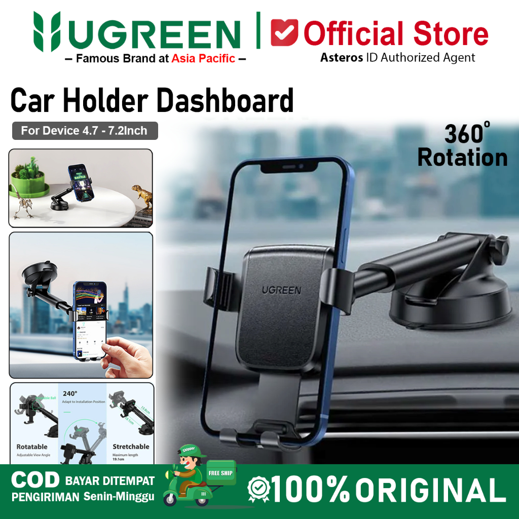 UGREEN Car Holder Dudukan Hp di Dashboard Mobil untuk Device 4.7 - 7.2inch