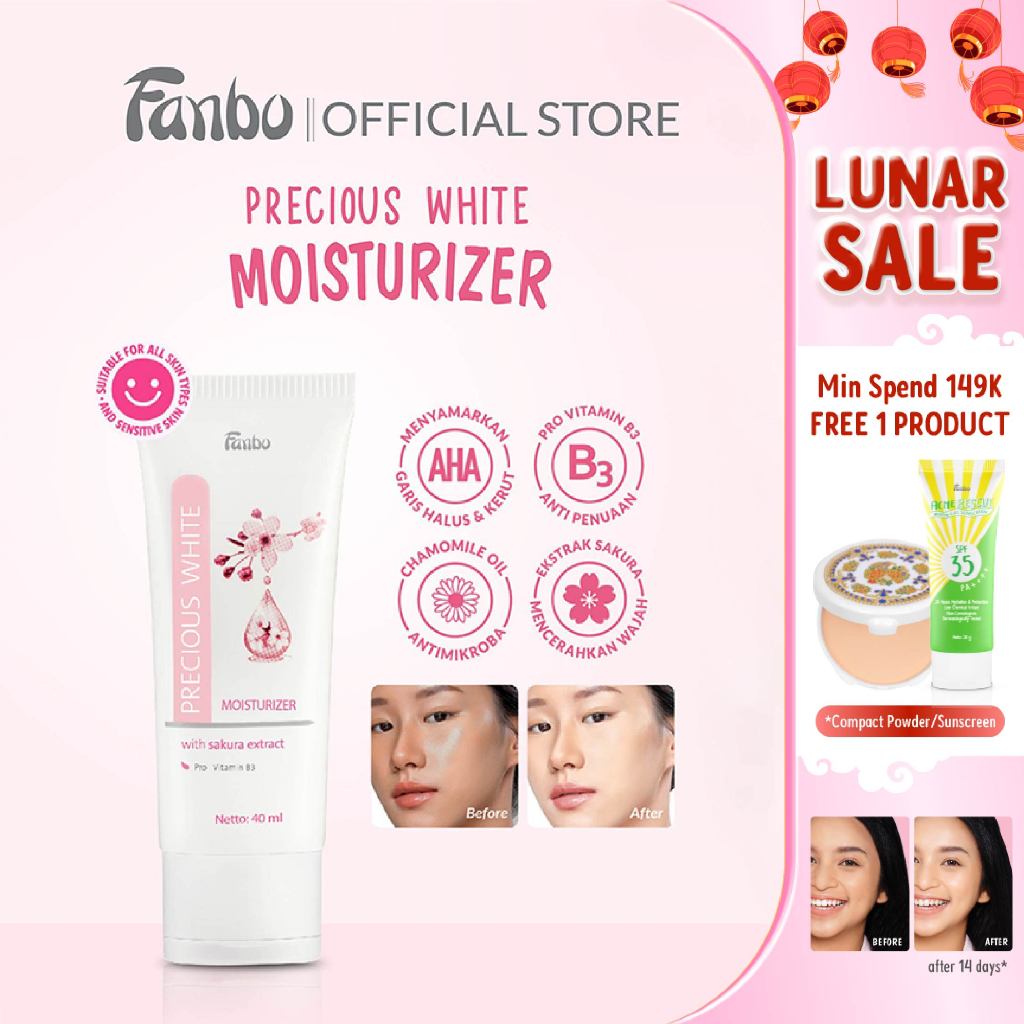 Fanbo Precious White Moisturizer (DP1) - Pelembab Pencerah Anti Kusam- mengandung ekstrak sakura dan