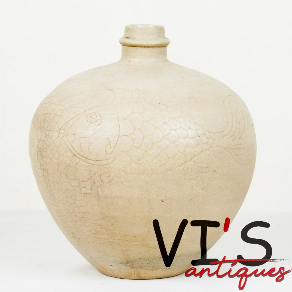 Vas Dynasty Ikan Guci Keramik Antik Kuno Asli Cina