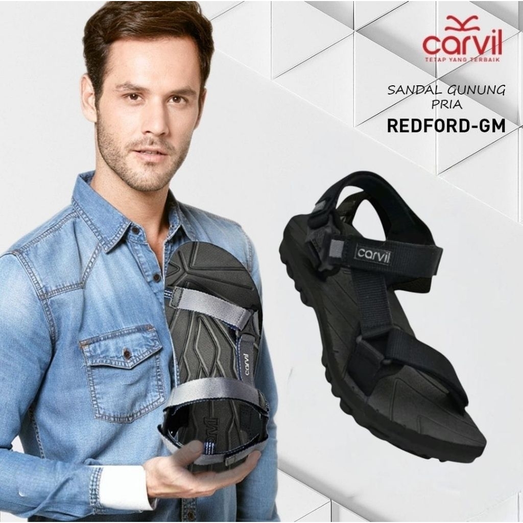 SANDAL GUNUNG CARVIL COWO MODEL SLOP ADVENTURE PRIA CARVIL ARDIT-GM BERKUALITAS ANTI SLIP TOP EDISI 