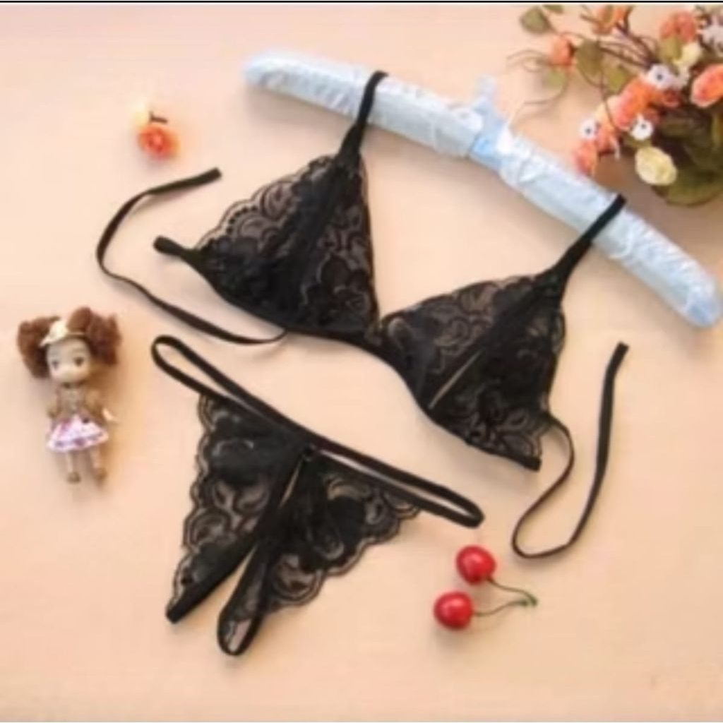 (B17) set bra lingerie CD celana dalam set bra model bahan transparan / g string sexy
