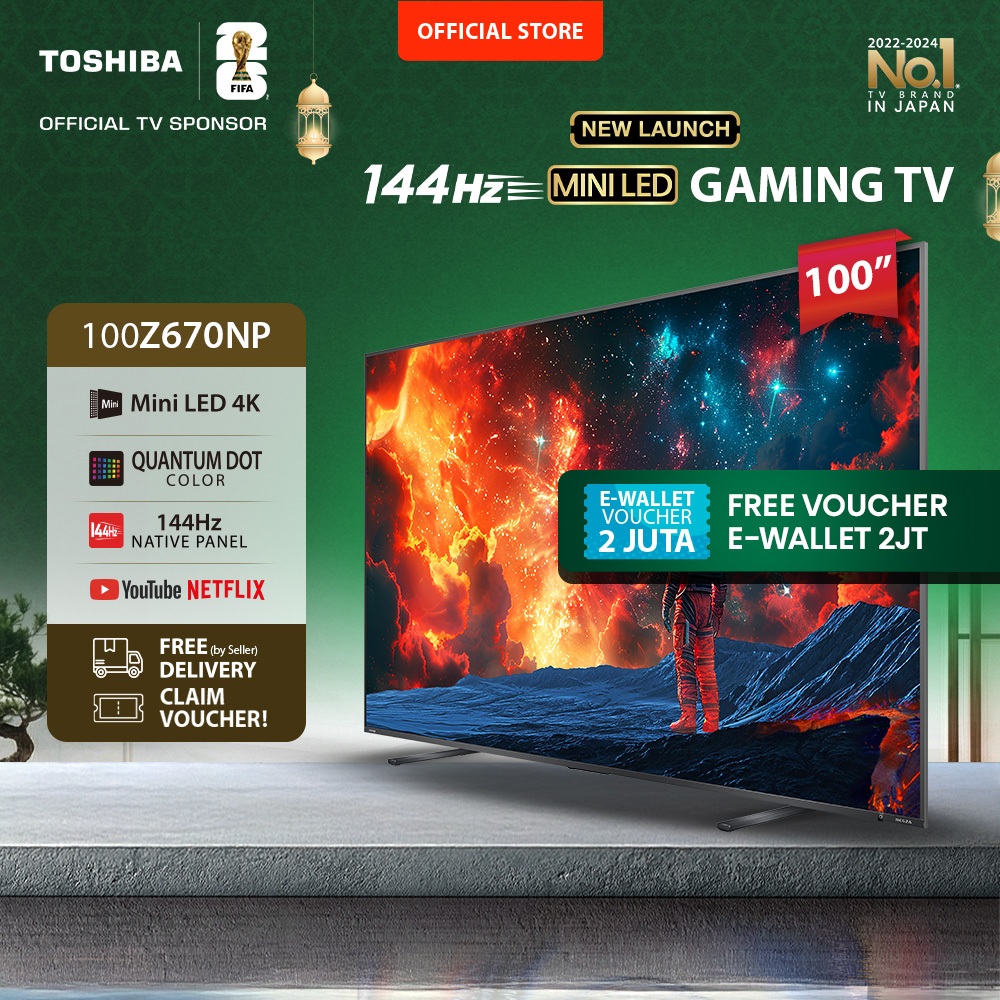 [4K Mini LED 144Hz] [FREE BRACKET] Toshiba GAMING TV 100" 144Hz 4K UHD Smart TV - Dolby Vision IQ an