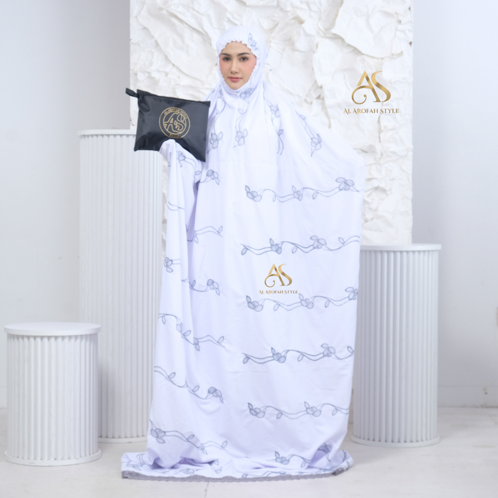 AL AROFAH STYLE - Mukena Dewasa Tanpa Lengan Mukena Terusan Tanpa Tangan Bordir Dania Katun Premium