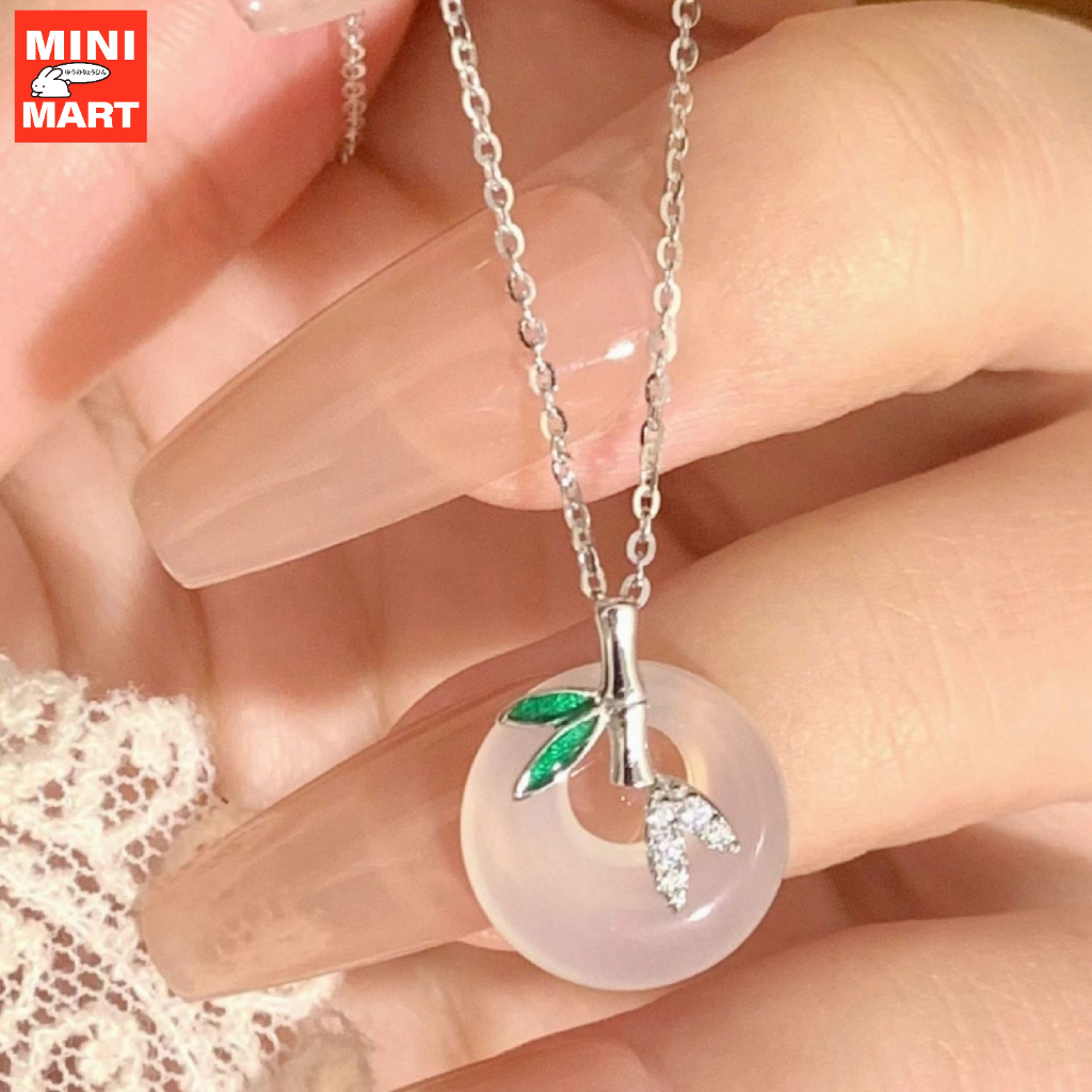 Kalung Liontin Damai Cina Modern Daun Bambu DesainSimpel Elegan Leher Wanita Style Ins Mewah Sederha
