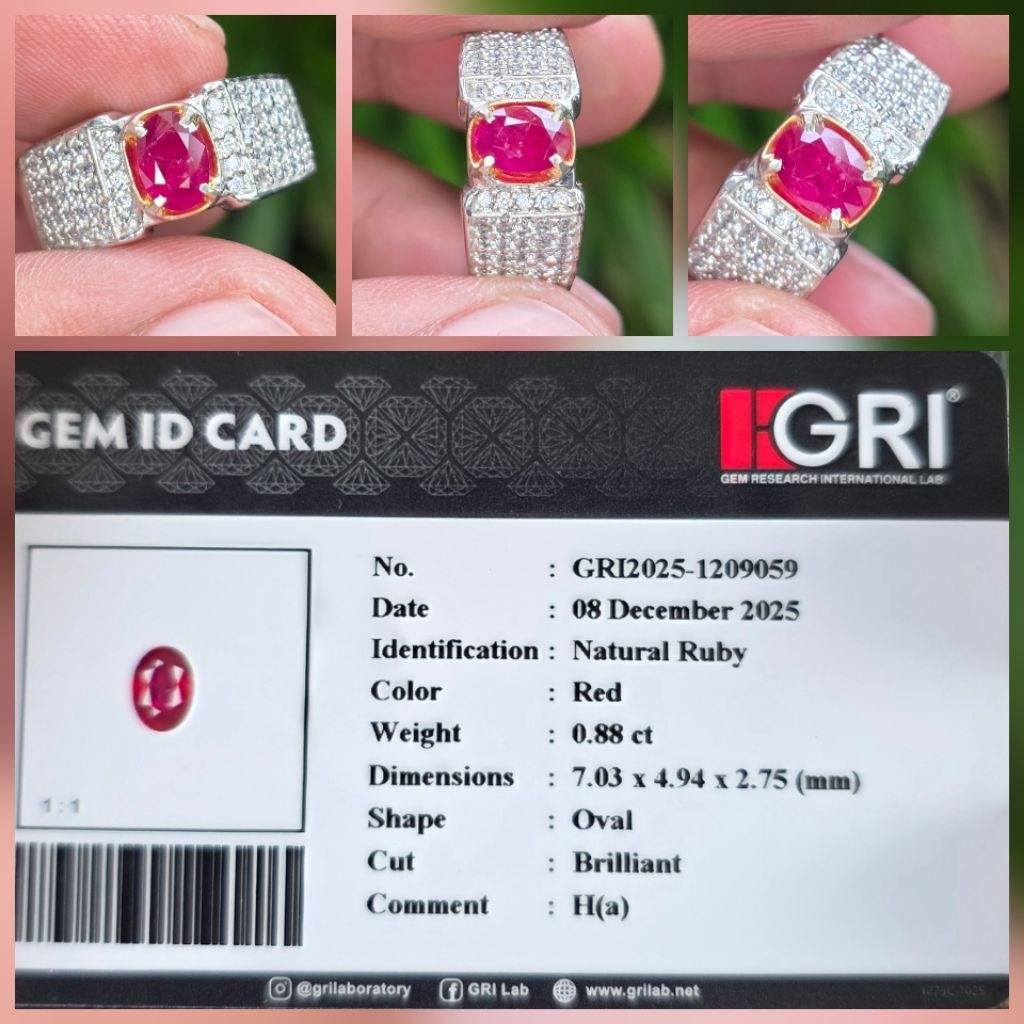 Batu Natural Red Ruby Heat A Memo 0.88 crt