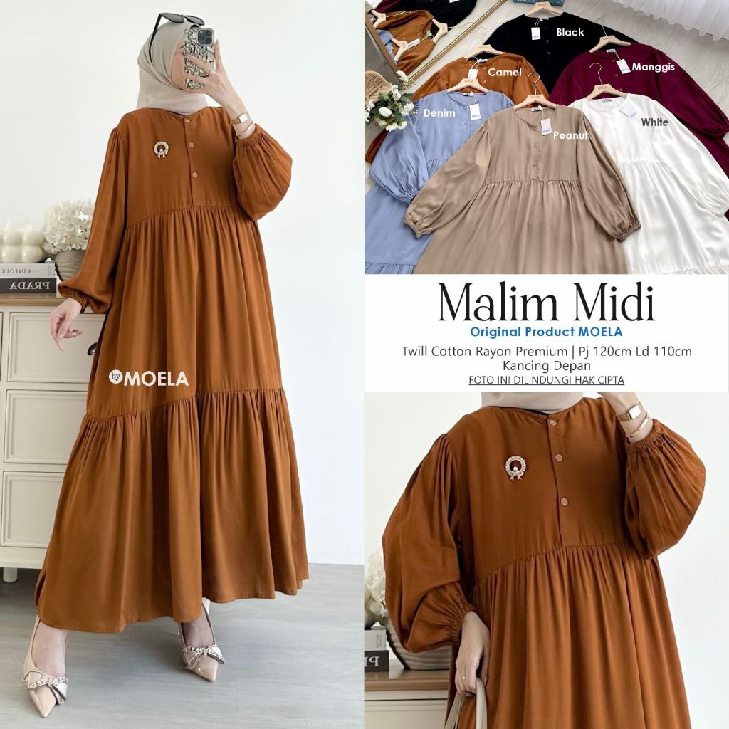 Malim Midi Dress Polos By Moela