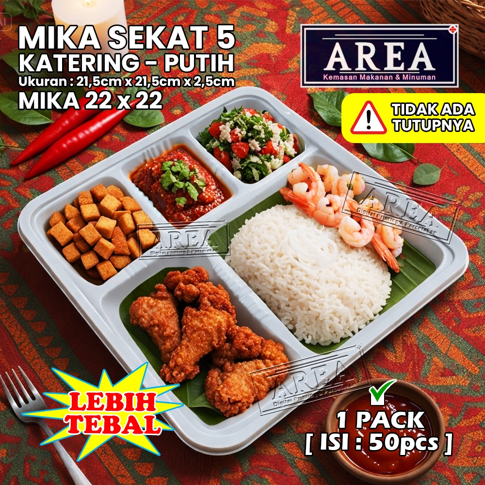 [1pack isi 50pcs] Mika Sekat 5 Putih Ukuran 22cm x 22cm untuk Dus Kotak Makan/Mika Plastik Sekat