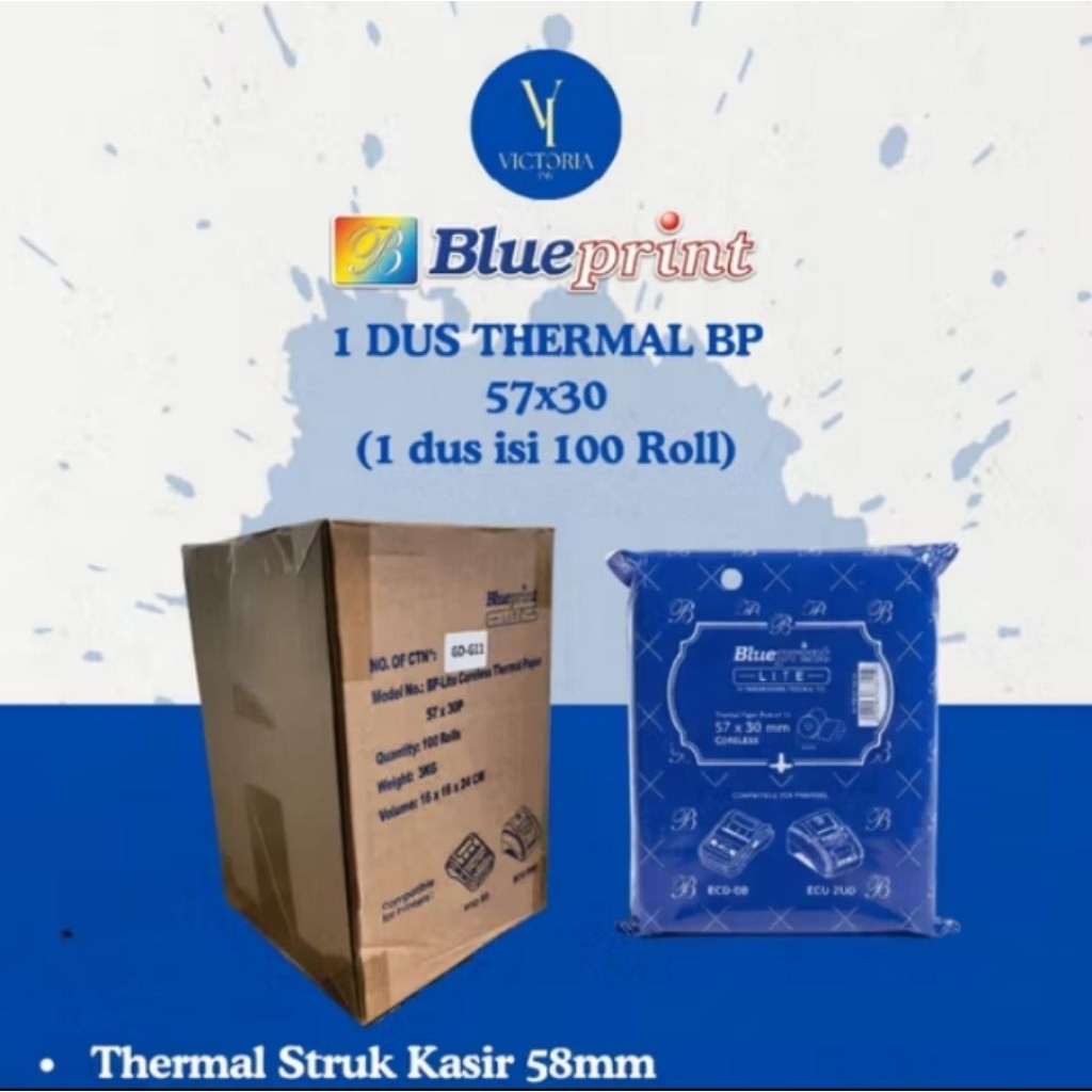 1 Dus Isi 100 Roll Thermal Blueprint 58mm / Thermal Blueprint 57x30 / Thermal Blueprint 57x38 / Ther