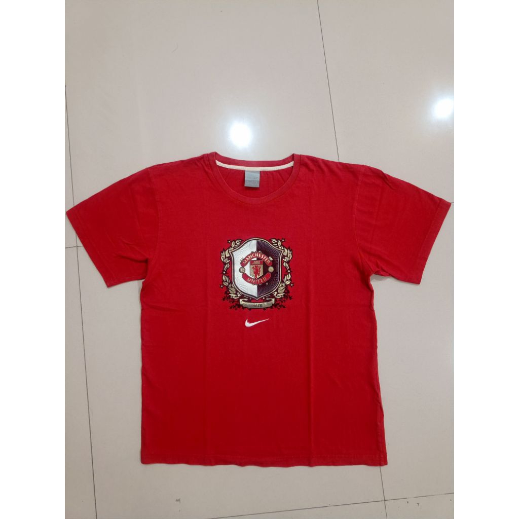 Kaos Bola Pria - Centang Manchester United 2005 06 Merah Katun Size L - Vintage Football Shirt Made 