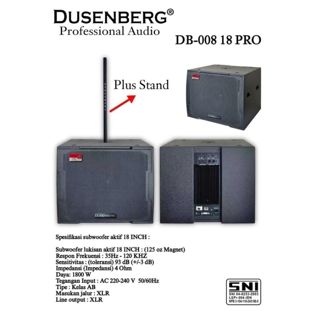 Subwoofer aktif 18 inch dusenberg db008 sub woofer db 008 original 1600 watt