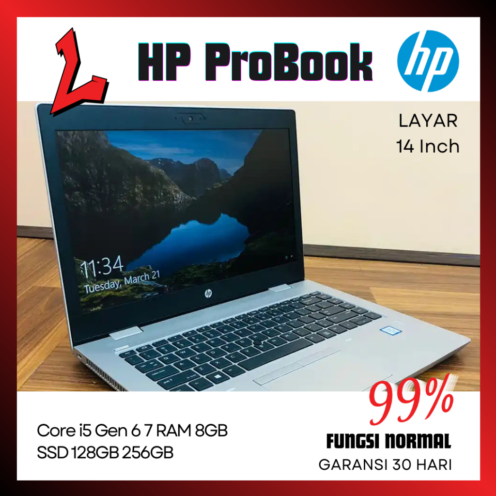 Laptop HP ProBook 440 450 640 650 G2 G3 G4 G5 Core i5 Gen 6 7 RAM 8GB SSD 128GB 256GB Laptop Kerja S