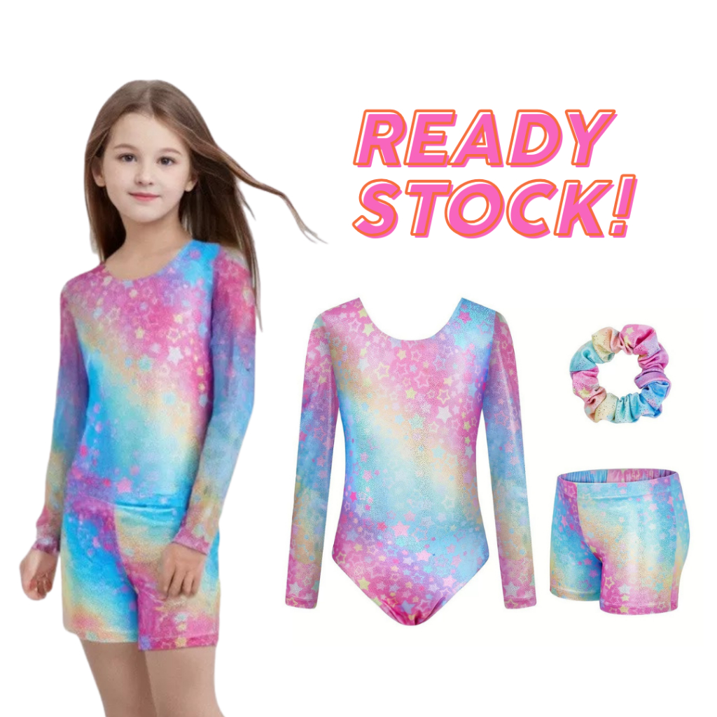 [READY STOCK] Tiny Queens Gymnastic Leotard Anak Import Galaxy Series Baju Senam Gymnastic Anak Pere
