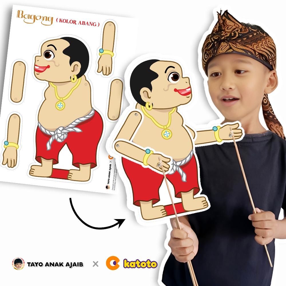 Wayang Bagong Kolor Abang Kertas Punakawan TAYO x KATOTO Kerajinan Tangan Kreatif Aktivitas Edukatif