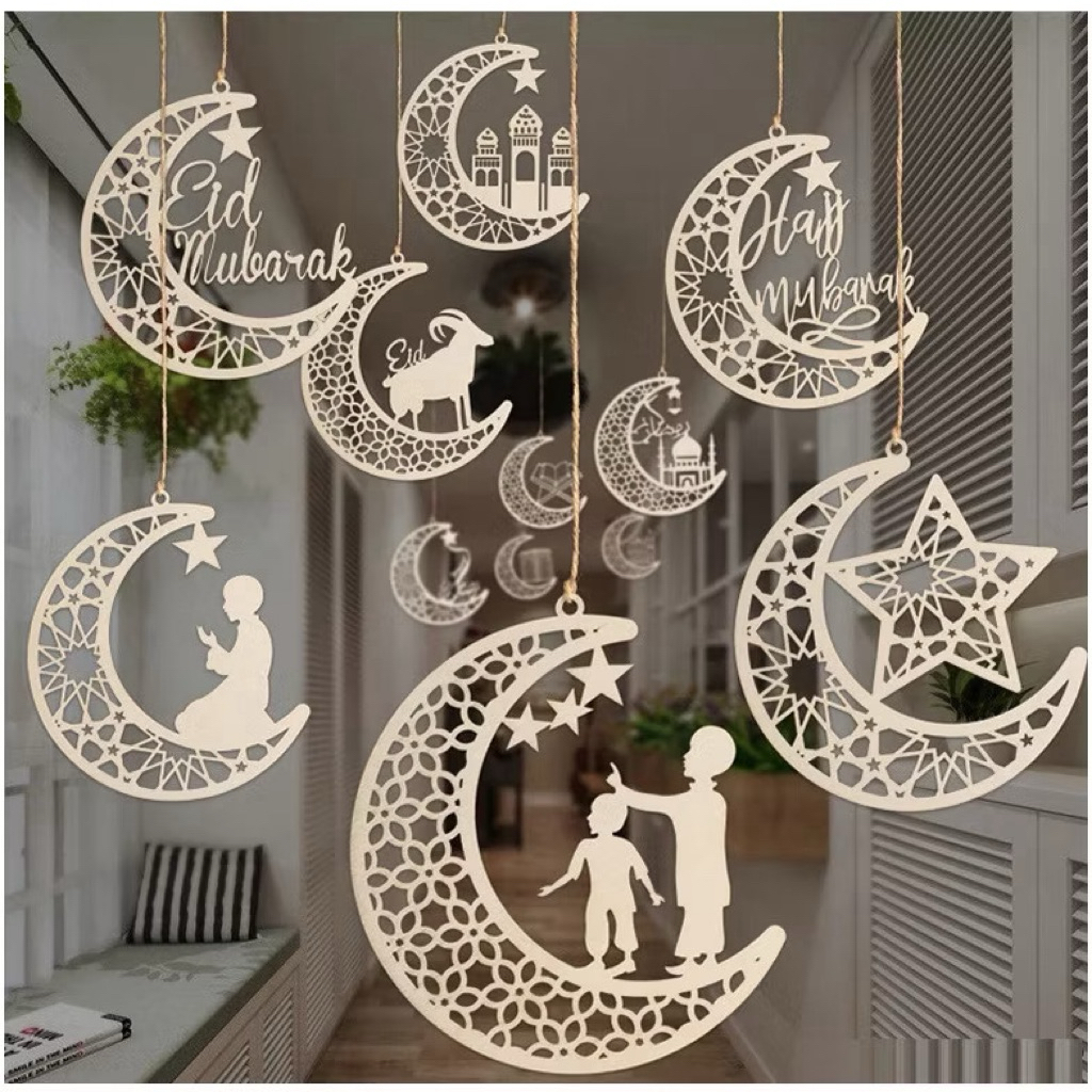 (FREE TALI) ORNAMEN GANTUNGAN 3D RAMADHAN LENTERA ISLAMIC HIASAN BULAN&MASJID IDULFITRI - LEBARAN BA