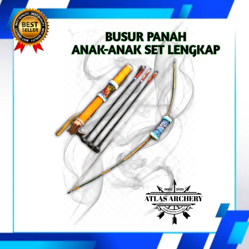 Busur panah anak TK SD tradisional satu set lengkap