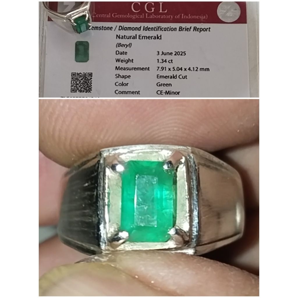 Natural Zamrud / Emerald Beryl Ce-Minor (Perak 9) + Memo, Kode C08