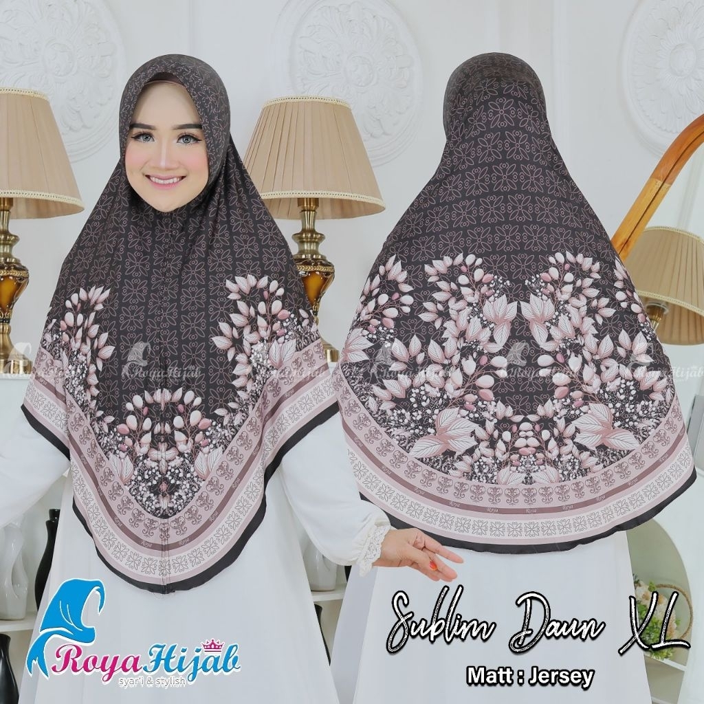 HIJAB BERGO INSTAN JARSEY MOTIF PRINTING PREMIUM | JILBAB MOTIF ADELIA SUBLIM DAUN