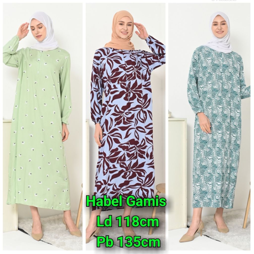 Daster Rayon Gamis Habel Hisbi Busui Panjang Semata Kaki Lengan Panjang